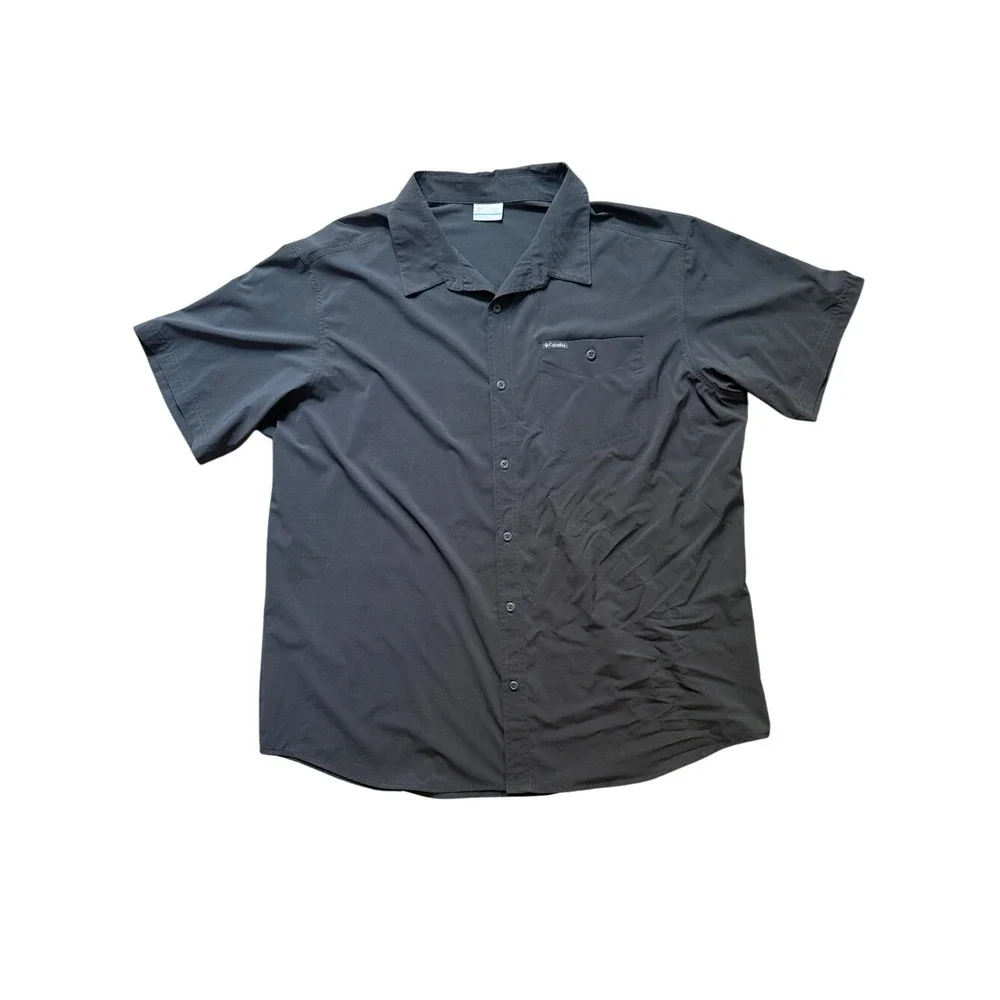 Columbia Mens Charcoal Gray Short Sleeve‎ Button Down Utility Shirt XXL Gorpcore